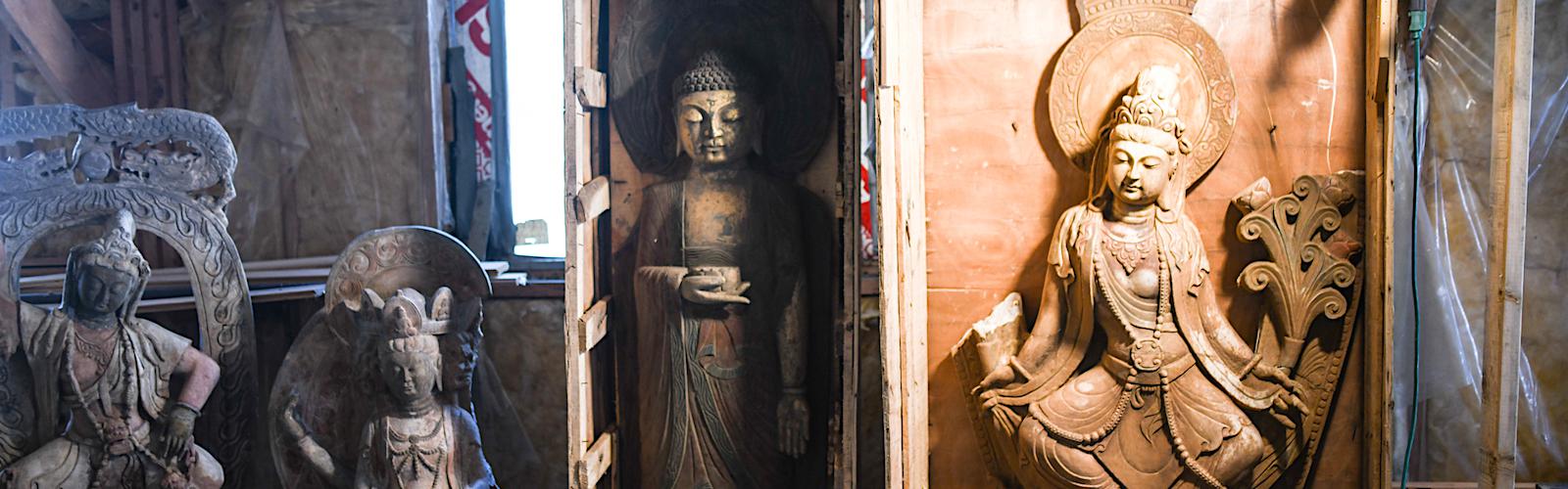 A collection of Buddha statues