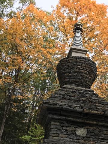 Stupa with fall leaves